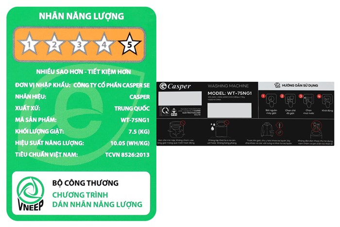 Máy Giặt Casper 7.5 Kg WT-75NG1